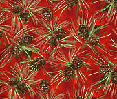 Pine cones red.